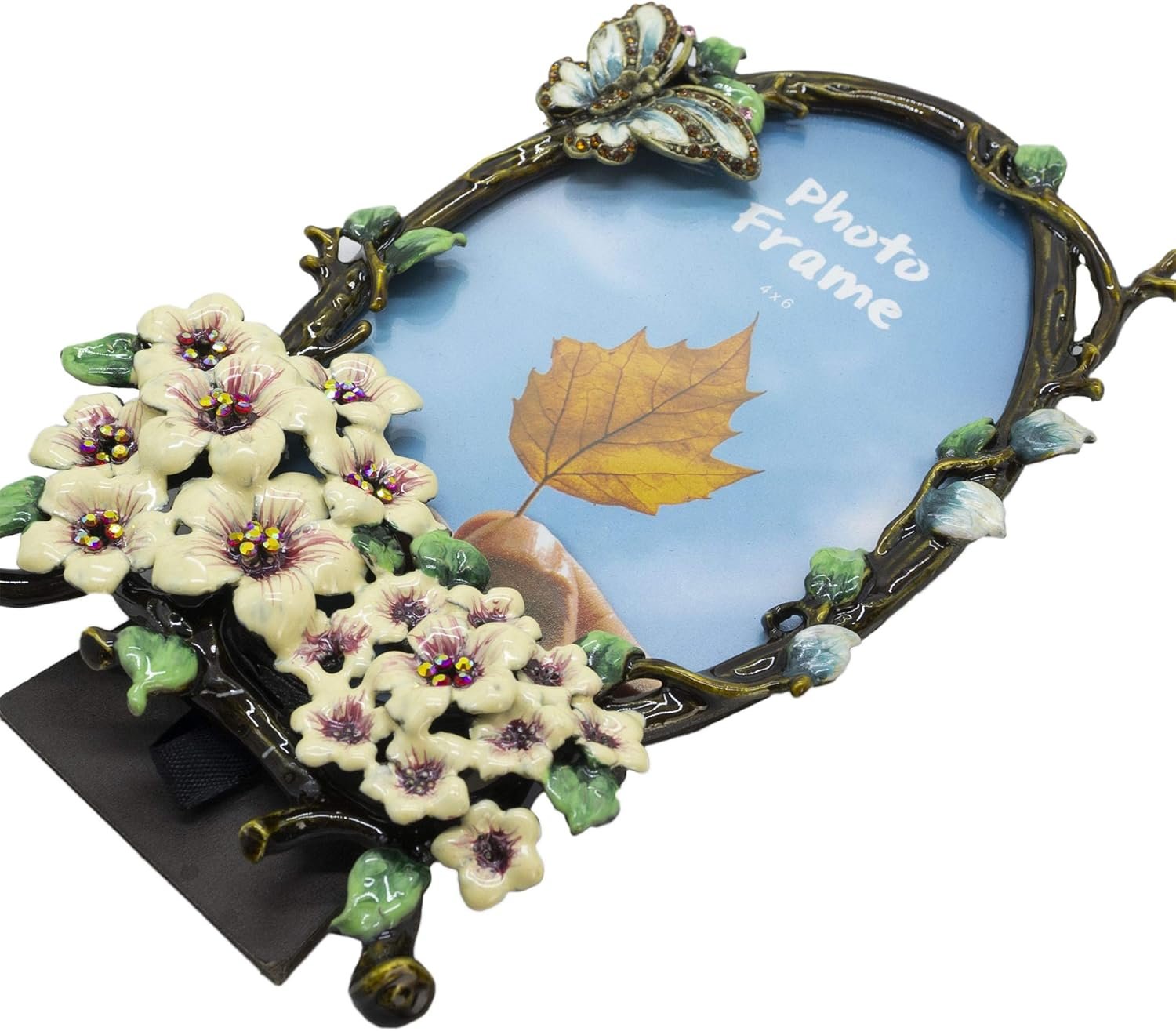 Floral Picture Frame 4x6 Oval, Vintage Photo Frame Made of Metal and High Definition Glass for Table Top Display, Home Decor, Retro Photo Frame - Image 2